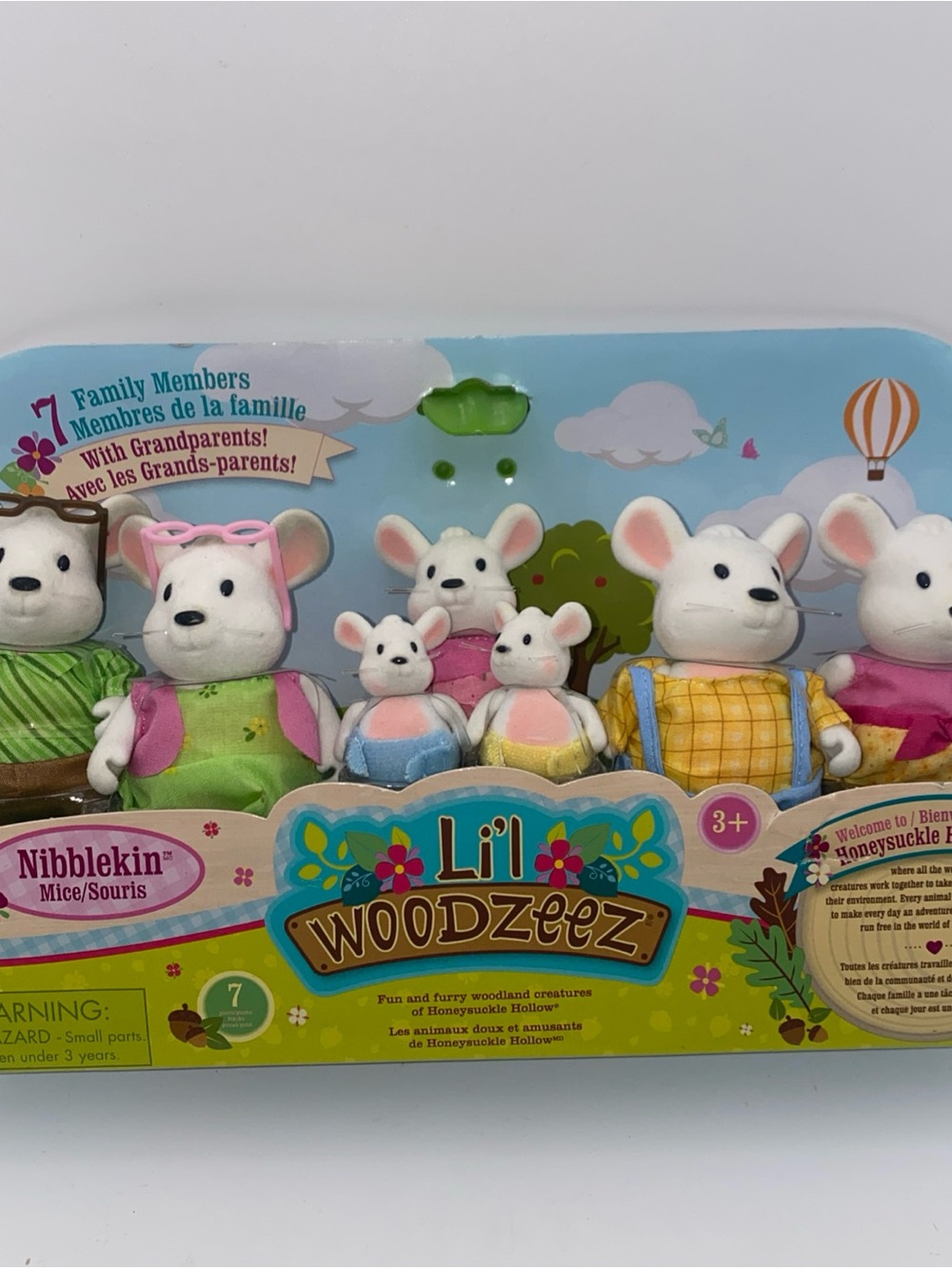 Lil Woodzeez Nibblekin Mouse Family Plush Set – White & Multicolor